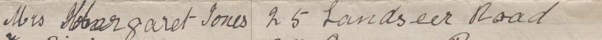 Image of Mrs Margaret Jones's signature and address in the petition