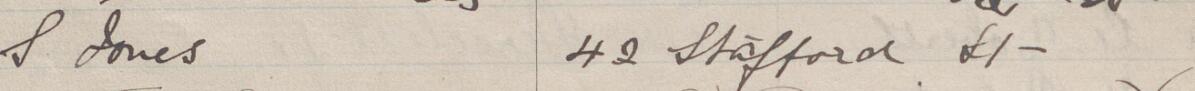 Image of S Jones's signature and address in the petition