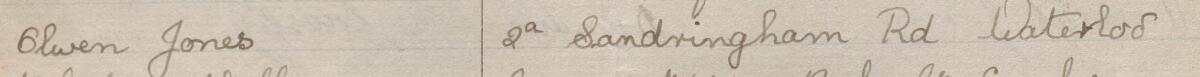 Image of Olwen Jones's signature and address in the petition