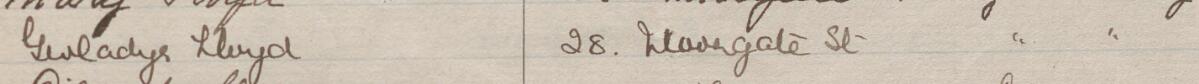 Image of Gwladys Lloyd's signature and address in the petition