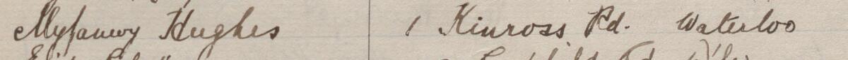 Image of Myfanwy Hughes's signature and address in the petition