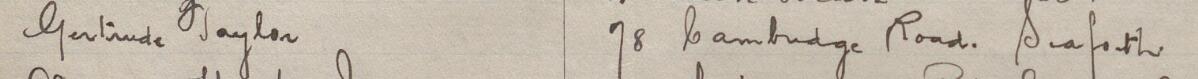 Image of Gertrude Taylor's signature and address in the petition