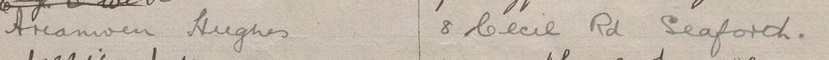 Image of Arianwen Hughes's signature and address in the petition