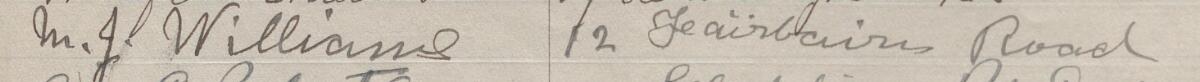 Image of M J Williams's signature and address in the petition