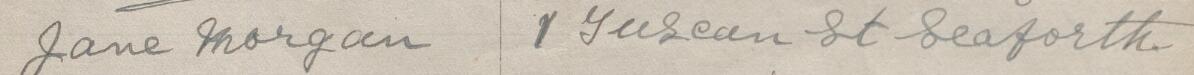 Image of Jane Morgan's signature and address in the petition