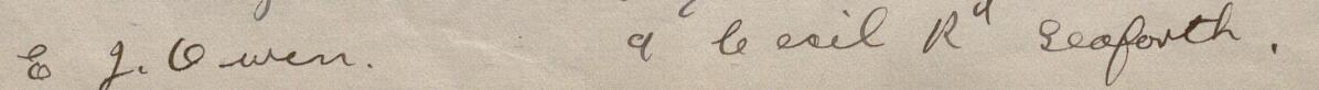 Image of E J Owen's signature and address in the petition