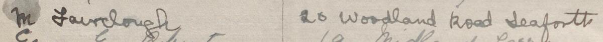 Image of M Fairclough's signature and address in the petition