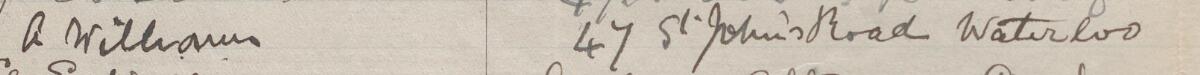 Image of A Williams's signature and address in the petition