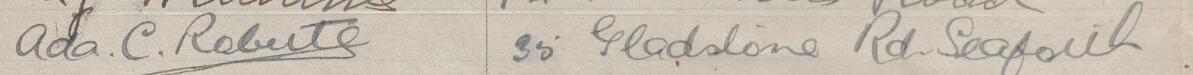 Image of Ada C Roberts's signature and address in the petition