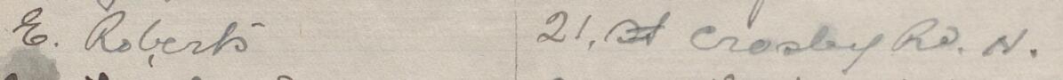 Image of E Roberts's signature and address in the petition