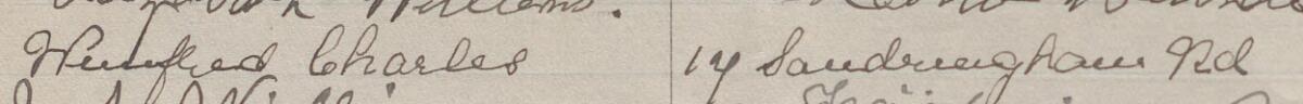 Image of Winifred Charles's signature and address in the petition