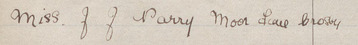 Image of Miss J J Parry's signature and address in the petition