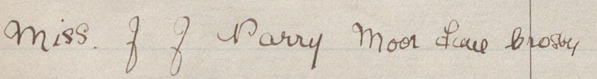 Image of Miss J J Parry's signature and address in the petition