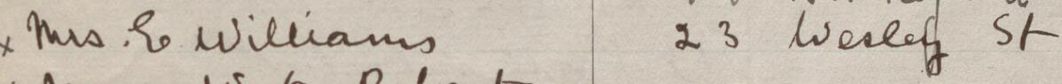 Image of Mrs E Williams's signature and address in the petition