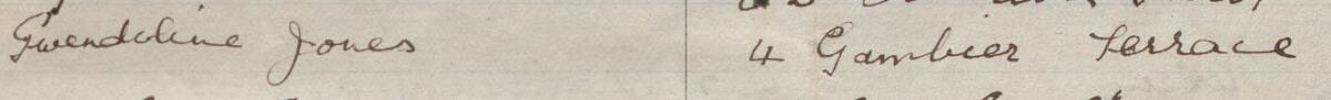 Image of Gwendoline Jones's signature and address in the petition