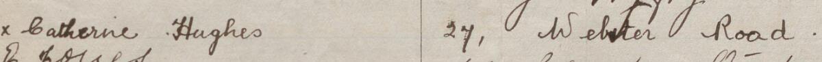 Image of Catherine Hughes's signature and address in the petition