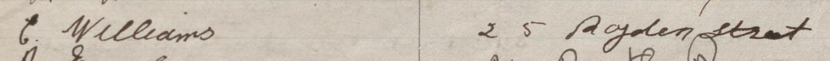 Image of E Williams's signature and address in the petition