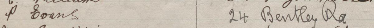 Image of P Evans's signature and address in the petition