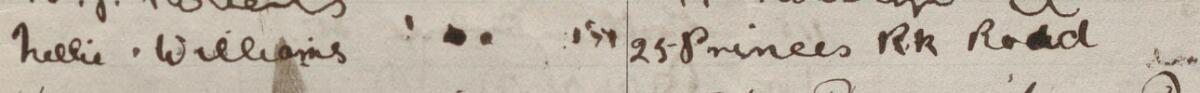 Image of Nellie Williams's signature and address in the petition