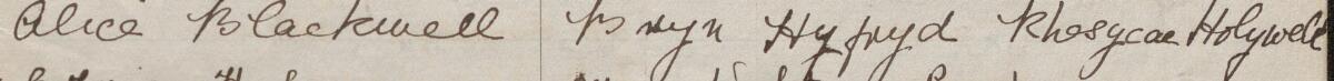 Image of Alice Blackwell's signature and address in the petition