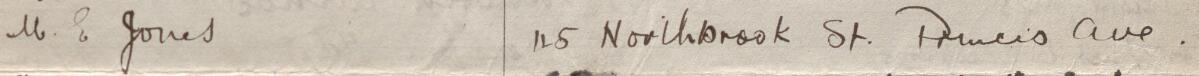 Image of M E Jones's signature and address in the petition