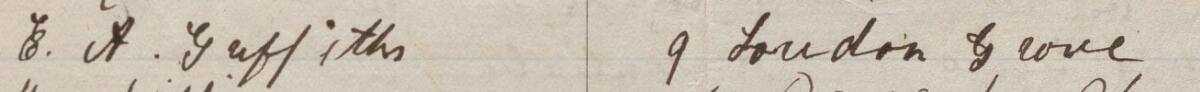 Image of E A Griffiths's signature and address in the petition