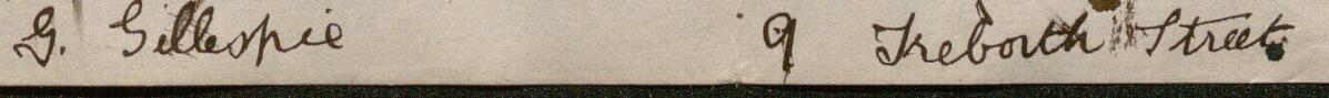 Image of G Gillespie's signature and address in the petition