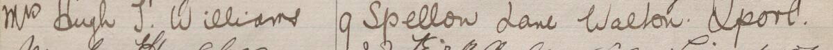Image of Mrs Hugh J Williams's signature and address in the petition