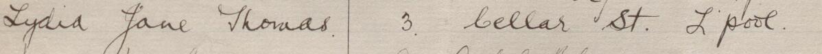 Image of Lydia Jane Thomas's signature and address in the petition