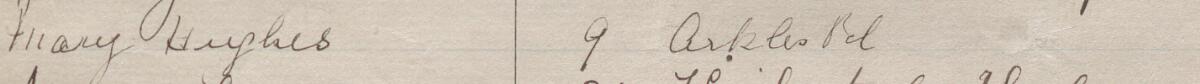 Image of Mary Hughes's signature and address in the petition