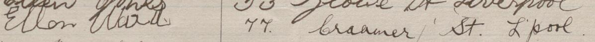 Image of Ellen Ward's signature and address in the petition