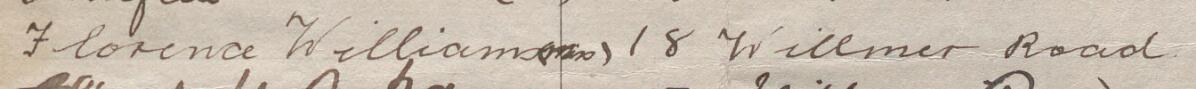 Image of Florence Williams (Mrs)'s signature and address in the petition