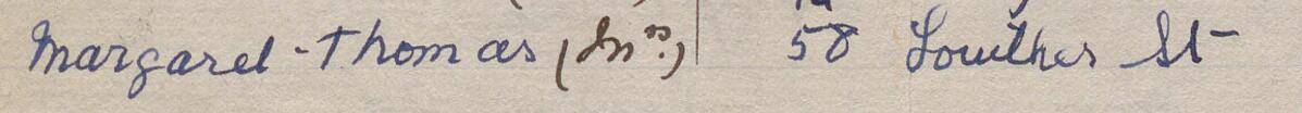 Image of Margaret Thomas (Mrs)'s signature and address in the petition
