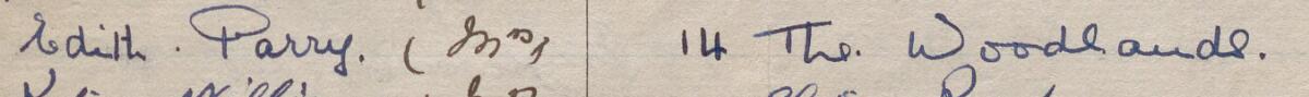Image of Edith Parry (Mrs)'s signature and address in the petition