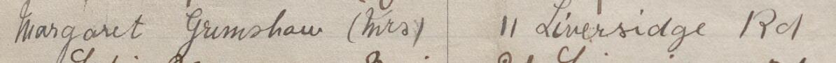 Image of Margaret Grimshaw (Mrs)'s signature and address in the petition
