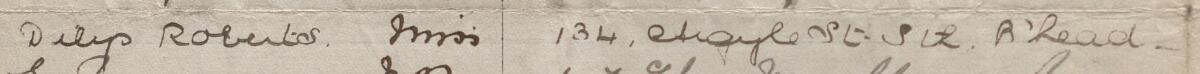 Image of Dilys Roberts Miss's signature and address in the petition