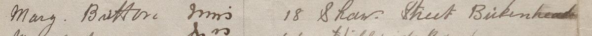 Image of Mary Brittopn Mrs's signature and address in the petition