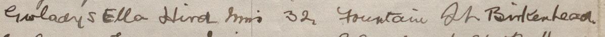 Image of Gwladys Ella Hird Mrs's signature and address in the petition