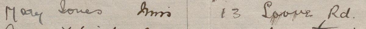 Image of Mary Jones's signature and address in the petition