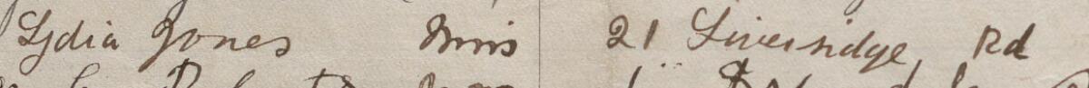 Image of Lydia Jones's signature and address in the petition