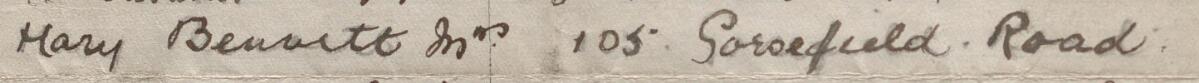 Image of Mary Bennett Mrs's signature and address in the petition