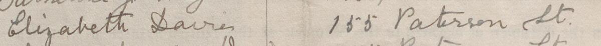 Image of Elizabeth Davies's signature and address in the petition