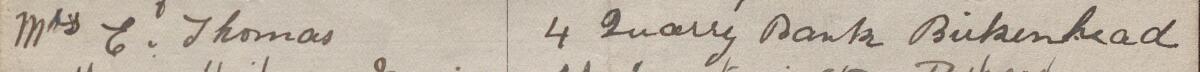 Image of Mrs E Thomas's signature and address in the petition