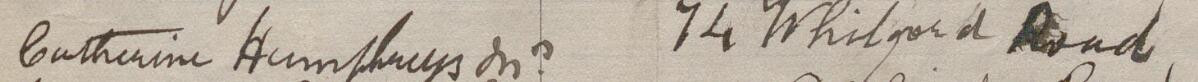Image of Catherine Humphreys Mrs's signature and address in the petition