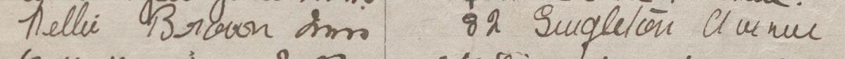 Image of Nellie Brown Mrs's signature and address in the petition