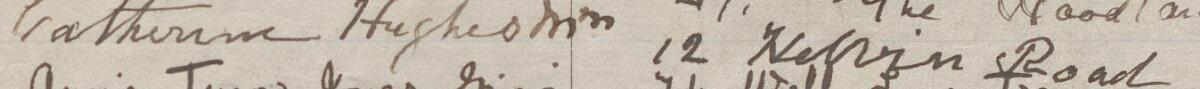 Image of Catherine Hughes's signature and address in the petition