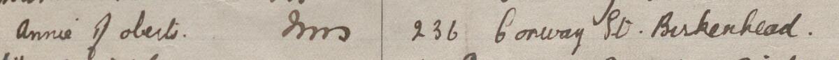 Image of Annie Roberts's signature and address in the petition