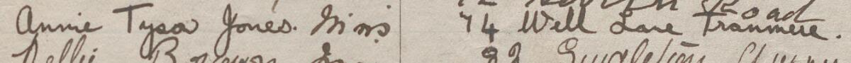 Image of Annie Tyson Jones Mrs's signature and address in the petition
