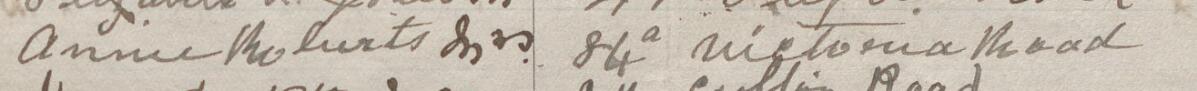 Image of Annie Roberts Mrs's signature and address in the petition