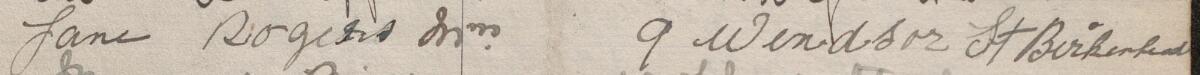 Image of Jane Rogers Mrs's signature and address in the petition